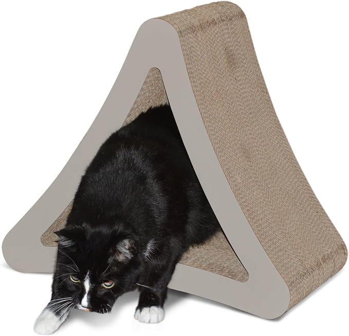 PetFusion 3-Sided Vertical Scratch Play & Perch Cat Scratching Post, 18" x 10.5" x 15.9", Multiple Angle Cat Scratching Pad; 6 Usable Sides, 100% Recyclable Cardboard Lounge