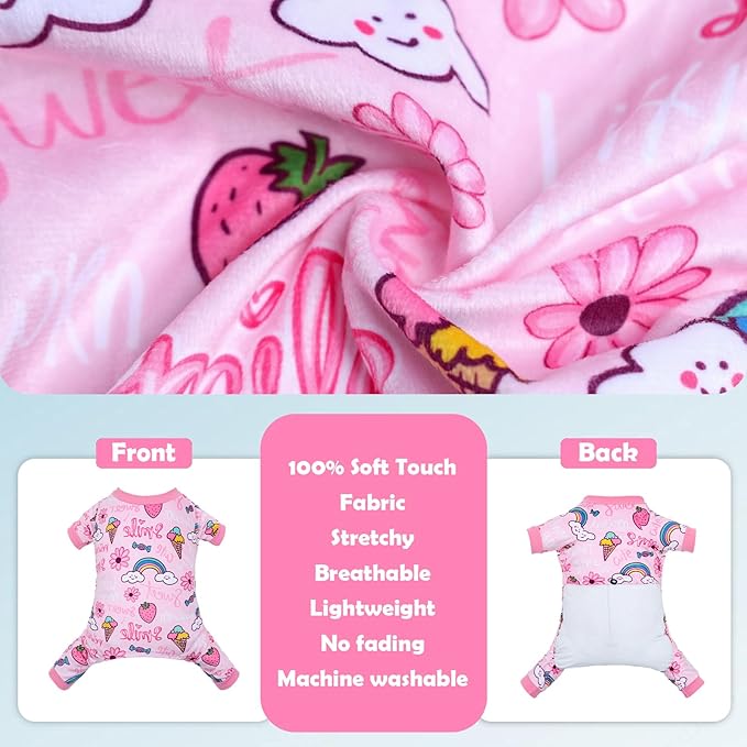 CuteBone Fleece Dog Pajamas Clothes Puppy Jammies Pet Apparel Cat Onesie for Chihuahua Yorkie Frenchies P318S