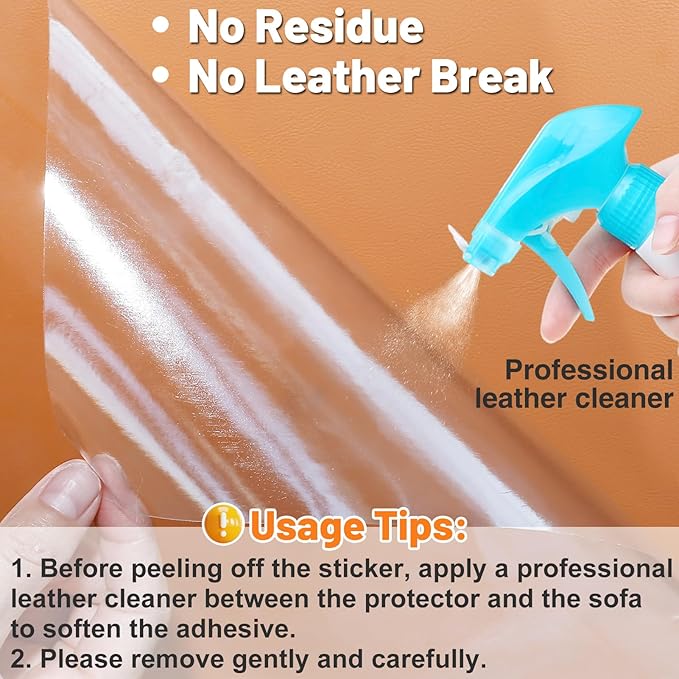 Cat Scratch Furniture Protector - Specially Designed for Leather Furniture, Easy to Remove Anti-Scratch Couch Protector from Cat, No Pins, 8 Pack