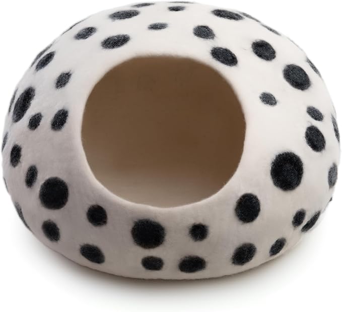 Luxurious Merino Wool Cat Cave - Foldable Hideaway Pod for Indoor Cats - Premium Felt Kitten Pet Enclosure - Covered Cat House for Ultimate Cozy Comfort by Woolygon