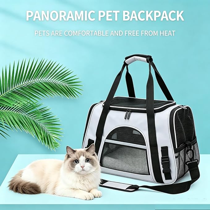 Cat Carriers, Dog Carriers, Pet Carriers – Airline-Approved Soft-Sided Bag for Cats & Small Dogs (Up to 15 lb), Foldable, Breathable Mesh, Privacy Cover, Washable & Lightweight