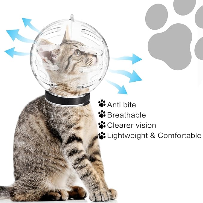 Kifmurase Cat Muzzle for Grooming Adjustable Hood Transparent Cats Helmet Anti Bite Muzzles Prevent from Cats Biting Scratching, Breathable Cat Bubble Muzzle for Nail Trimming Shaving and Bathing
