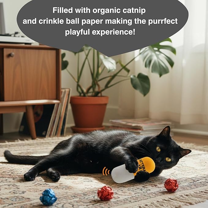 Smokey's Stash Catterall Catnip Toys – 4 Pack Plush Pill Toys with Potent Catnip & Crinkle Paper – Funny Parody Cat Toys for Indoor Cats & Kittens – Interactive Kicker Toys