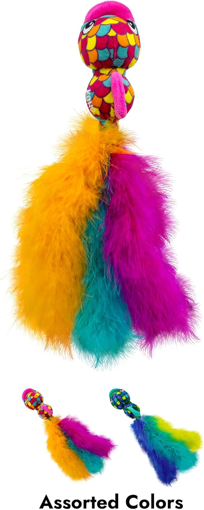 KONG Wubba Cat Toy – Catnip-Infused, Crinkle and Rattle Sound & Feathery Tails for Batting, Pouncing & Interactive Play (Fish)