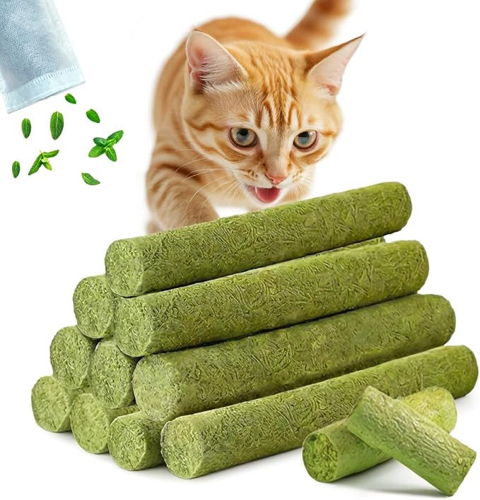 Cat Grass Treat Cats Toy 250g/8.82oz Freeze Dried Catnip Toys Kitten Chew Stick for Removal Hairballs for Cleaning Teeth Indoor Kitty Dental Care Lickable Edible Snack
