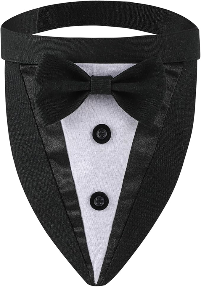 Formal Dog Tuxedo, Wedding Dog Costume Puppy Bandana Birthday Tux Suit Adjustable Collar with Bow Tie, Dog Clothes for Small Medium Dogs Cats, Party Pet Outfit Wedding Attire Clothing Apparel (Medium)