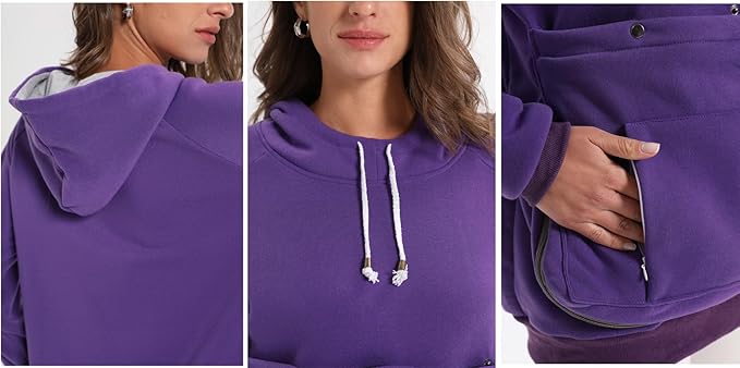 Unisex Cat Pouch Hoodie Long Sleeve Kitten Puppy Holder Hoodies Front Large Pouch Pet Carrier Sweatshirt