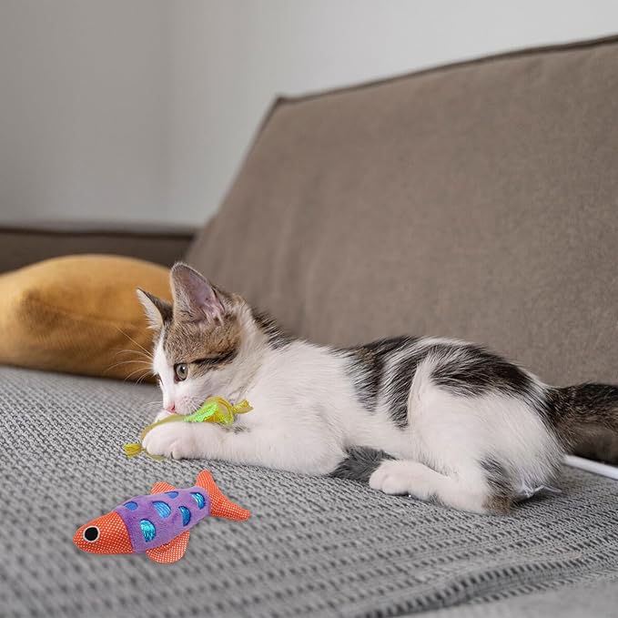 Andiker Cat Catnip Toys,Crinkle Catnip Fish with Rustling Shiny Crinkle Paper and Natural Catnip,Cat Interactive Toys for Indoor Cats for Promoting Digestion and Adjusting Emotion (Blue Fish)
