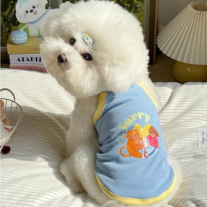 Pet Camisole Skirt Outfit for Small Dogs & Cats - Cute Spring Summer Printed Tank Top and Dress, Breathable Cat & Dog Clothing