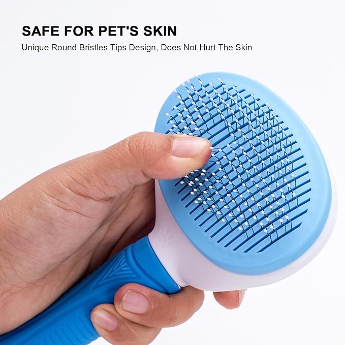 Aogeili Self Cleaning Slicker Brush, Skin Friendly Deshedding Grooming Tool for Dogs, Cats & Bunny, One-Click Release Removes Loose Undercoat, Mats & Tangles, for Long & Short Hair Shedding Pets