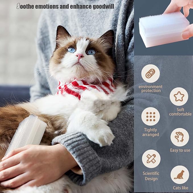 2PC Soft Cat Brush for Grooming - Gentle Cat Tongue Brush with1300+Barbed Serrations, Brushes for Sensitive Cats-Lightweight, gentle, Perfect for Daily Grooming&Enhancing Bonding (Pink)