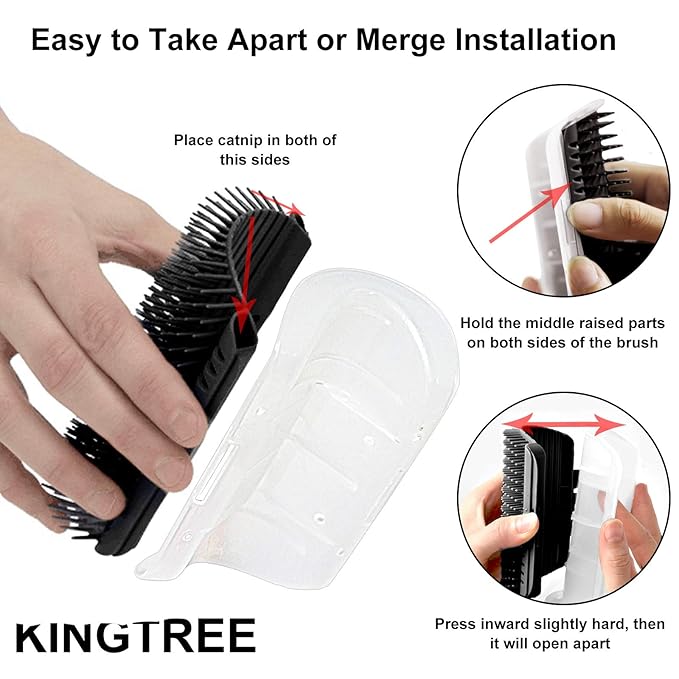2 PACK Self Groomer, Softer Cat Corner Scratcher For Wall, Pet Grooming Massage Brush, Face Scratcher For Kitten with Long & Short Fur (Black)