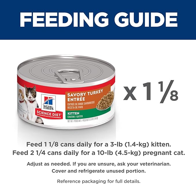 Hill's Science Diet Kitten Wet Cat Food, Turkey, 5.5 oz. Cans, 24-Pack