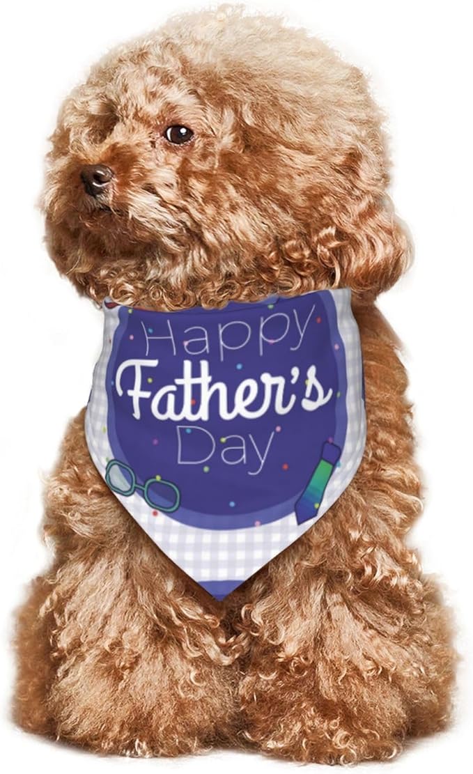 Happy Father's Day Dog Bandana Adjustable Reversible Triangle Dog Scarf Scarves Pet Bibs Costume Accessory Decor for Cats