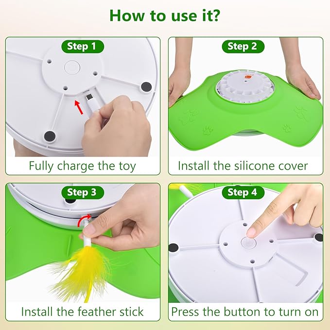 Hide and Seek Cat Toy,Automatic Treat Reward,Interactive Cat Toy for Indoor Cats, Motion Touch Activated Electronic Cat Toys,Silicone Rechargeable Cat Play Mat for Bored Adult Kittens