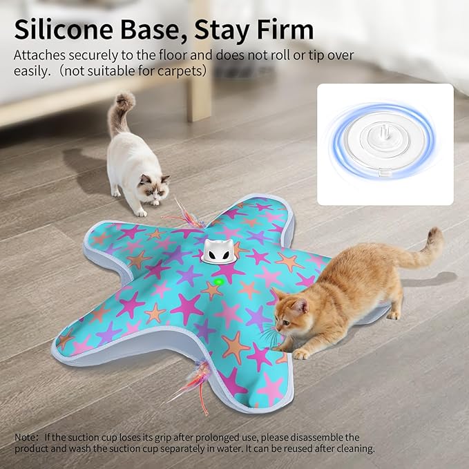 Rechargeable Interactive Cat Toys, Automatic Cat Toy for Indoor Cats, Durable Hide and Seek Cat Toy with Moving Concealed Feathers, Touch Activated Kitten Toys Cat Exercise Toys, Blue Purple Cover