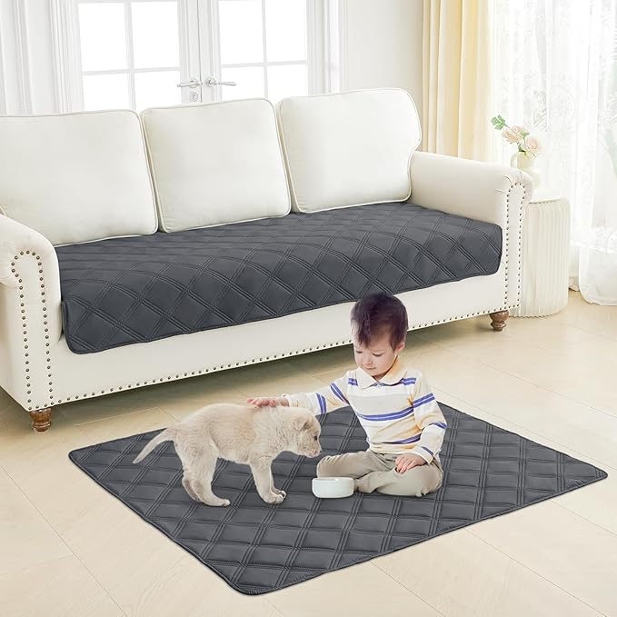 Smiry Waterproof Dog Bed Cover Blanket 30x70, Soft Reversible Pet Blanket, Washable Leakproof Cats Dogs Couch Cover for Sofa, Couch, Furniture, Dark Grey/Beige