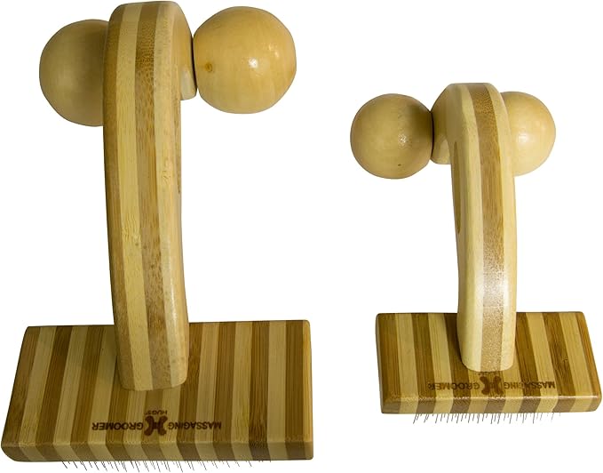 Hugs Pet Products Bamboo Massaging Slicker Brush for Pets, Small