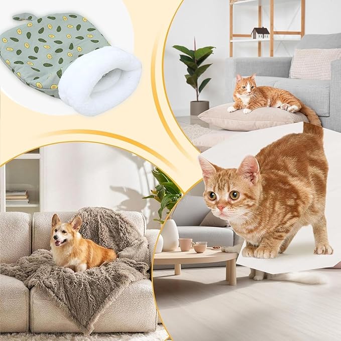 Cat Sleeping Bag Bed, Winter Soft Plush Sack Self Warming Cave Bed for Indoor Cats, 360°Wrap Comfortable Pet Snuggle Sack, Soft Plush Large