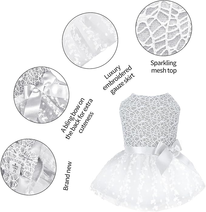 CuteBone Dog Birthday Dress Girl Puppy Skirt Tutu Cat Wedding Outfit Pet Party Clothes for Small Dogs Costume DD17M