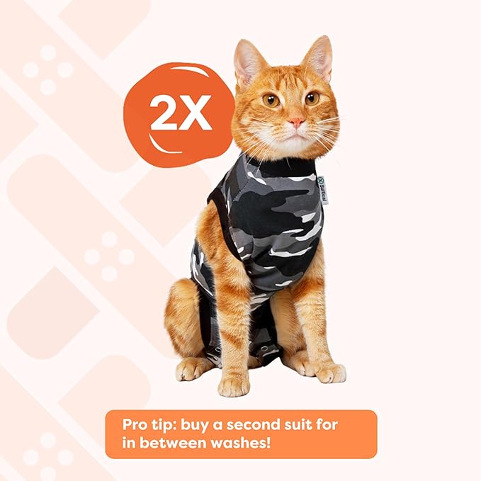 Suitical Recovery Suit Cat, XX-Small, Black Camouflage