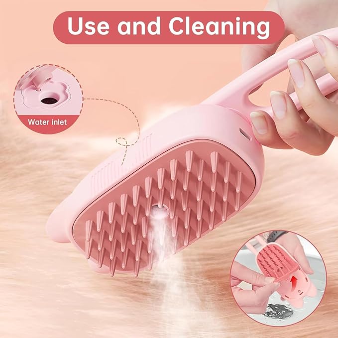 2026 New Steam Brush for Cats, 3 in 1 Steam Comb for Shedding Dog Pet Hair Cleaning Brush for Spray Dog Grooming for Long & Short Haired Pets – Cat Hair Spritz Defur Comb
