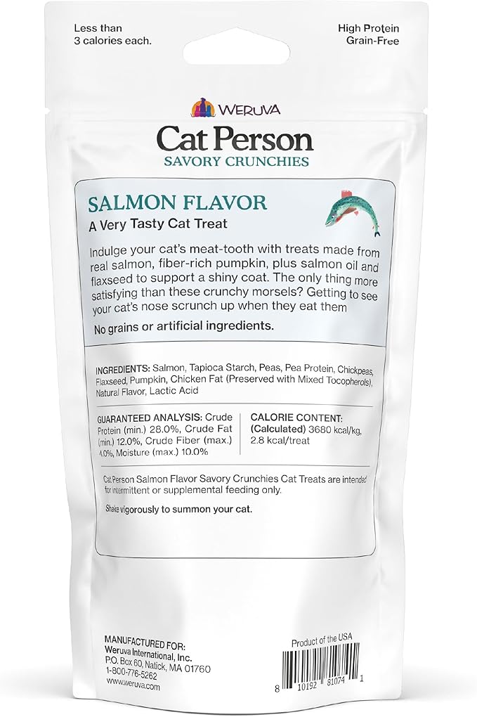 Cat Person, Salmon Savory Crunchies Cat Treats, 2oz Bag (Pack of 4)
