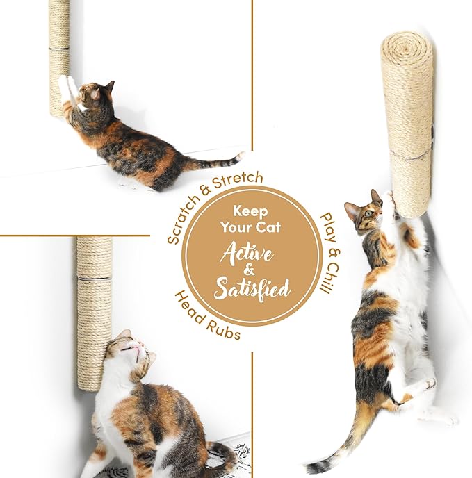 xympo 18" Compact Wall Mounted Cat Scratcher, Sisal Scratching Post