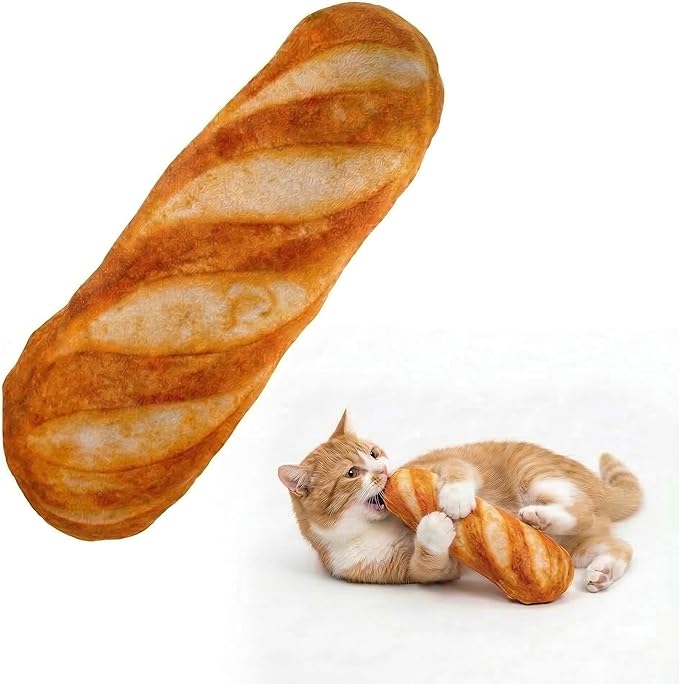 DOITOOL Catnip Toys for Indoor Cats - Bread Cat Kicker Toy & Baguette Plush for Kitten Biting & Chewing - Interactive Kitty Kick Sticks for Exercise & Boredom Relief - 7 Inch
