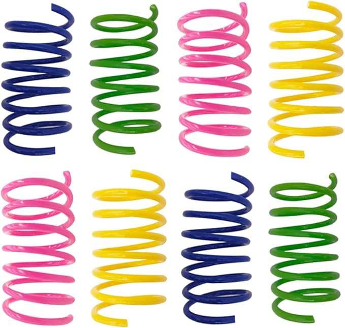 Cat Spring Toys, 12 Pack Cat Spiral Springs for Indoor Cats, Colorful & Durable Plastic Spring Coils Attract to Swat, Bite, Hunt, Interactive Toys for Kittens