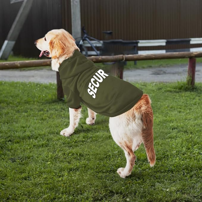 Security Dog Hoodie - Soft & Warm Dog Sweater with Leash Hole Design for Dog Cat,Dog Clothes Pullover Hoodies for Christmas, Holidays and Daily Wear (Green (Security), Large)
