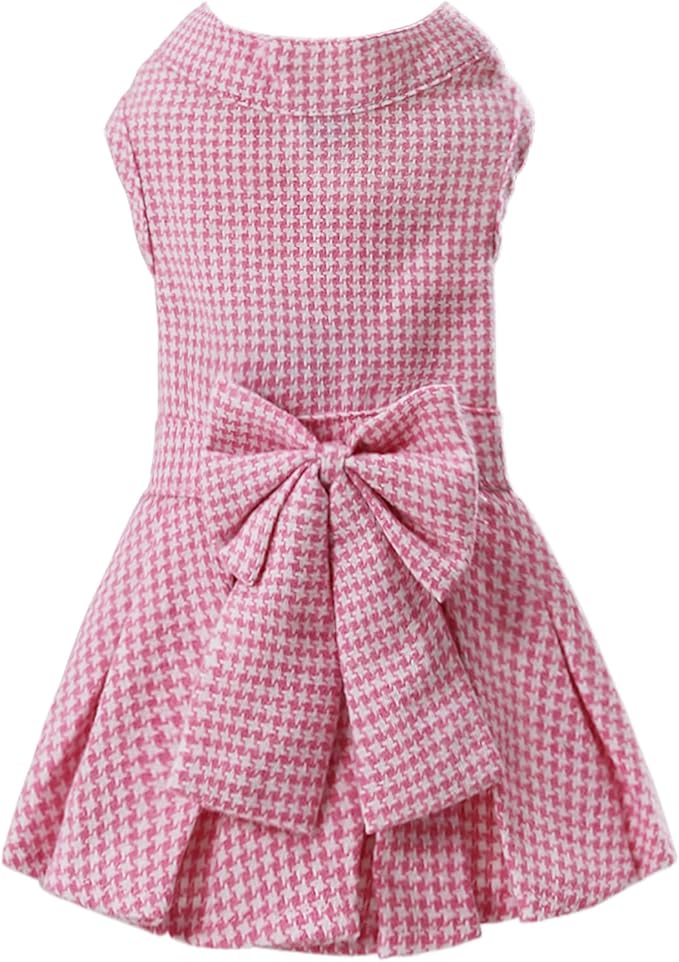 Pet Dresses for Small Dogs Cats Girl, Cute Princess Bowknot Dress Puppy Shirt All Weather Skirt Clothes Cat Apparel for Birthday Wedding Party Holiday (Pink, Medium)