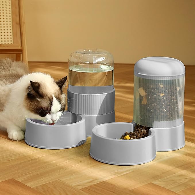 Automatic Cat Feeder and Cat Water Dispenser,Automatic Feeder and Water Dispenser 1 Gallon for Small Medium Big Dog Pets Puppy Kitten