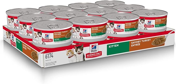 Hill's Science Diet Kitten Wet Cat Food, Turkey, 5.5 oz. Cans, 24-Pack