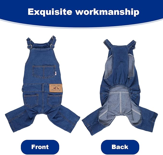 Rbenxia 1 Piece of Dog Denim Shirts Puppy Jean Jacket Sling Jumpsuit Costumes Pet Jean Overalls Dog Pants Outfits for Small Puppy Cat Pets (Blue, Small)
