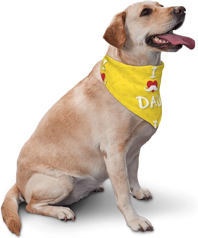 Happy Father's Day Dog Bandana Adjustable Reversible Triangle Dog Scarf Scarves Pet Bibs Costume Accessory Decor for Cats