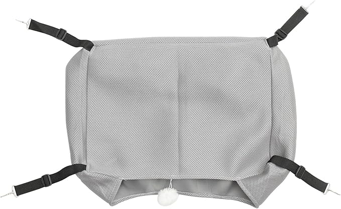 Yardwe Breathable Mesh Cat Hammock Bed for Cage, Small Summer Pet Hanging Nest, Machine Washable Gray M Size, Indoor Cat Playing Resting Furniture
