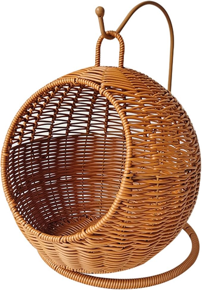 Imitation Rattan Cats Basket Hanging Hammock Bed for Small Space Comfortable Small Cats Nest for Indoor