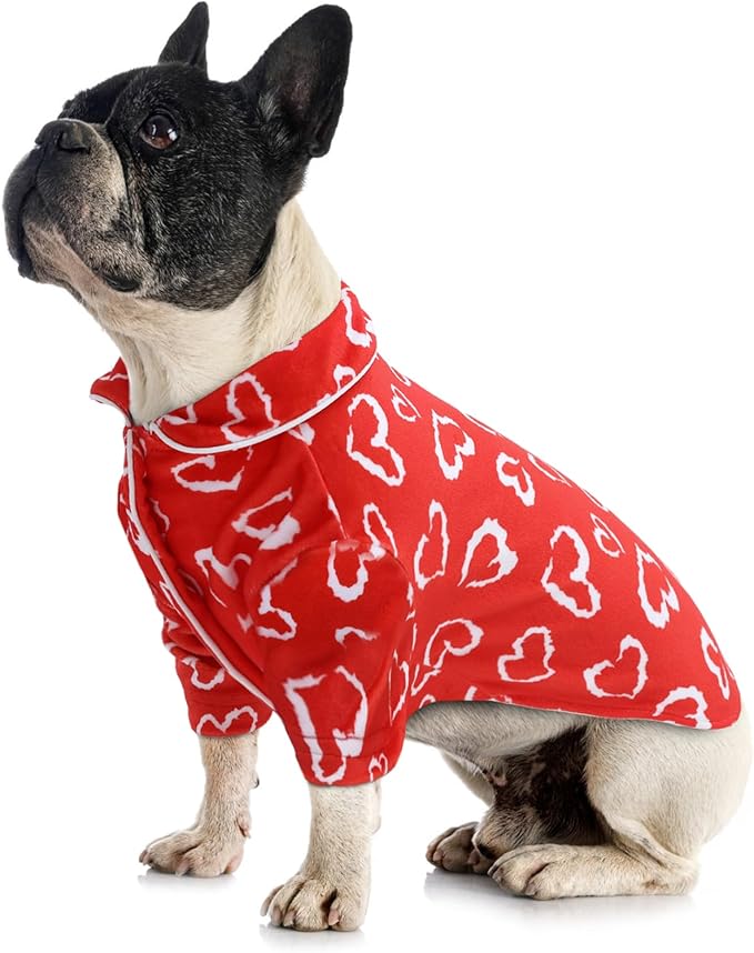 CuteBone Two-Leg Velvet Pet Pajamas Girl Dog Clothes - Soft, Cozy, and Stretchy Boy Pjs for Small, Medium Dogs and Cats Winter Sleepwear Apparel LTP01L