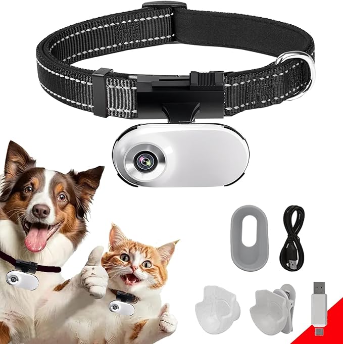 HD 1080P Cat POV Camera Collar with Video Record, Mini Small Sports Video Cameras, Body Cam Outdoor/Inoor No WiFi, Unique Pet Supplies Gift for pet Owners, Dog Moms, cat dads, Ideal Gift