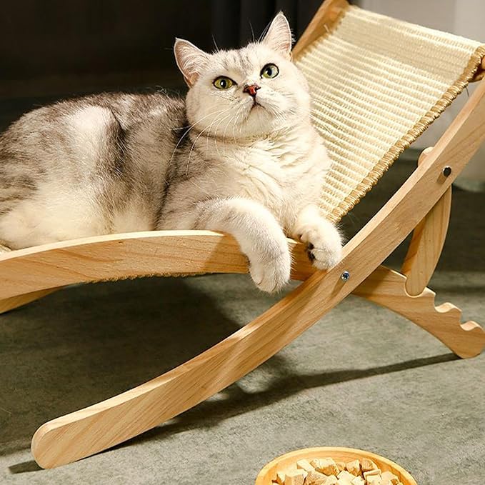 Foldable Cat Lounger - Adjustable Pet Chair, Space-Saving Foldable Bed for Cats, Comfortable Lounging and Resting Accessory, Portable Pet Furniture Tool for Travel Veterinary Bedroom Patio Living Room