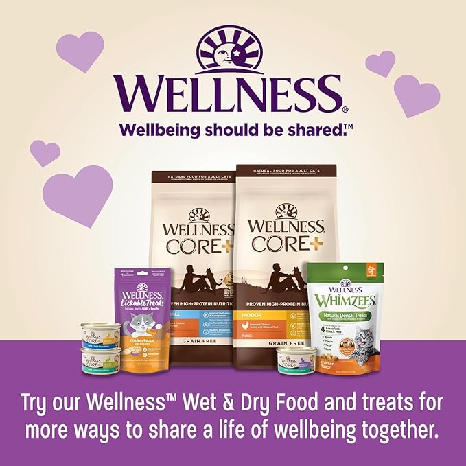 Wellness Lickable Treats Soft Puree Natural Grain Free Adult Cat Treats, Variety Pack, Contains 18-0.4 Ounce Squeezable Tubes (Chicken,Duck & Tuna)