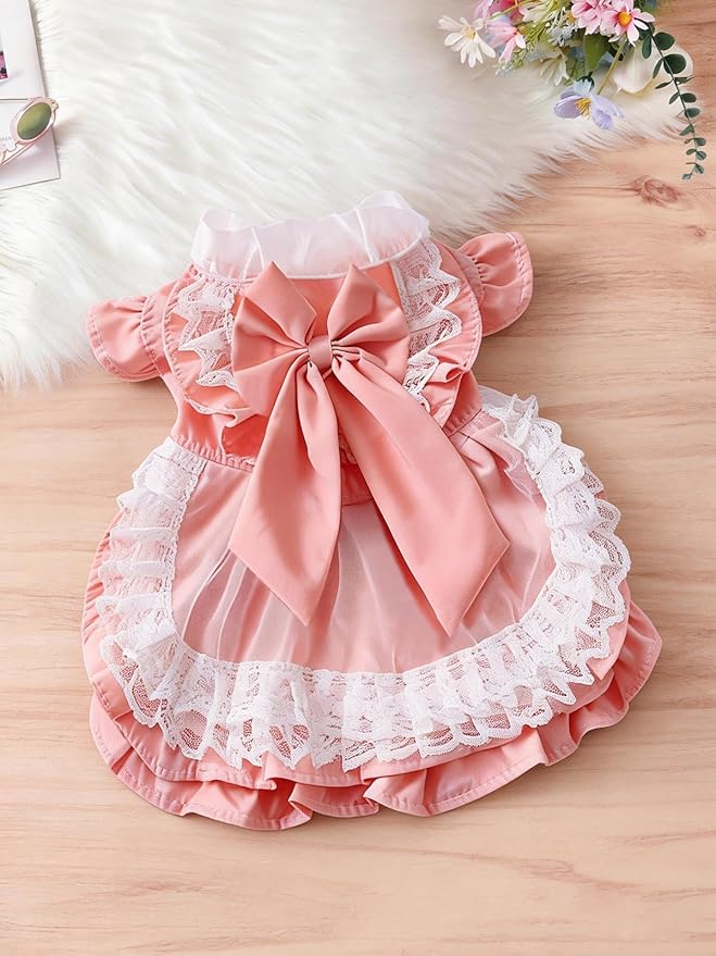 Angrypet Valentine's Day Cats and Dogs Pet Dresses Spring Summer Pets Clothes Small Puppy Tutu Outfits Pink Medium