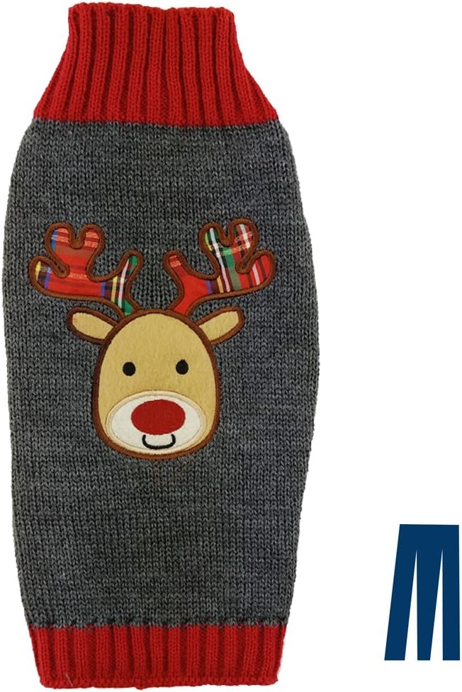 Mikayoo pet Sweater for Small Dog/cat,Ugly Sweater,Christmas Holiday Xmas, Elk Series, Reindeer Series,Reindeer Head(M)