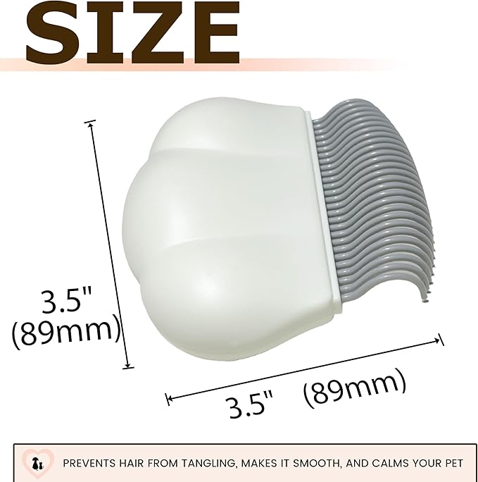2-in-1 Pet Hair Removal Massaging Shell Comb, Soft Deshedding Brush for Cats & Dogs, Gentle Grooming Tool for Mats & Tangles (White)