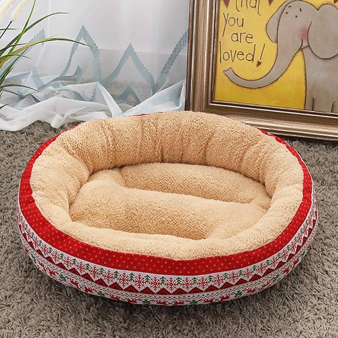 Beige/red Fashion Pet Supplies Kennel Cat Litter Small Medium Dog Pet Dog Mat 50 50 14 cm