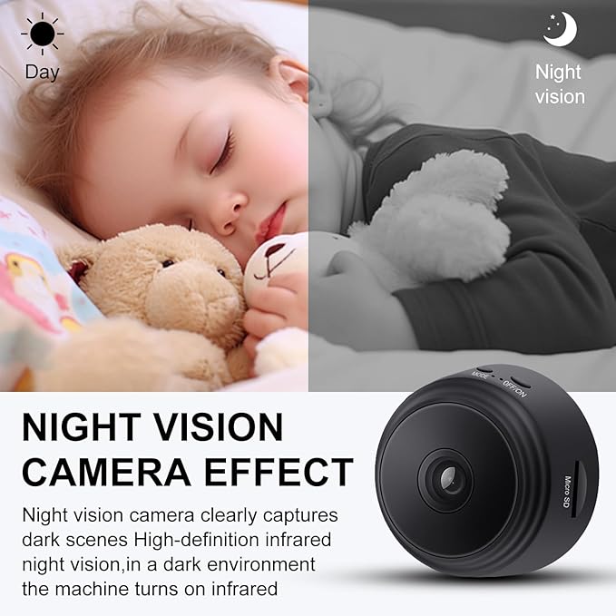 Hidden Camera,1080P HD WiFi Mini Nanny Cam with Night Vision & Motion Detection - Indoor/Outdoor Wireless Security Spy Cameras for Home, Car, Baby & Pet Monitoring-Upgraded A9