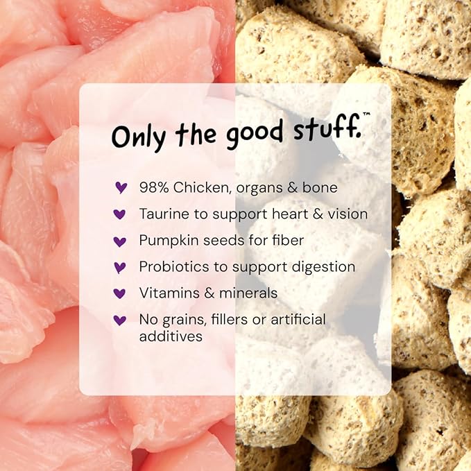 Stella & Chewy's Freeze-Dried Raw Cat Dinner Morsels - Premium Chicken Recipe with 98% Cage-Free Meat & Organs - Natural Grain-Free Cat & Kitten Food - Made in USA - 18 oz