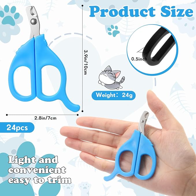 Therwen 24 Pcs Cat Nail Clipper Bulk Cat Nail Trimmer Kitten Claw Clippers Pet Nails Cutter Claw Care for Cats Kittens Bunny Puppy Rabbit Gatos Sharp (Moon-Shaped,Y2k Colors)