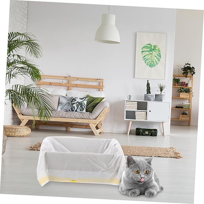7Pcs Durable Cat Litter Box Liners Leak Cat Litter Bags with Drawstring Handles for Easy Disposal and Automatic Closing Design